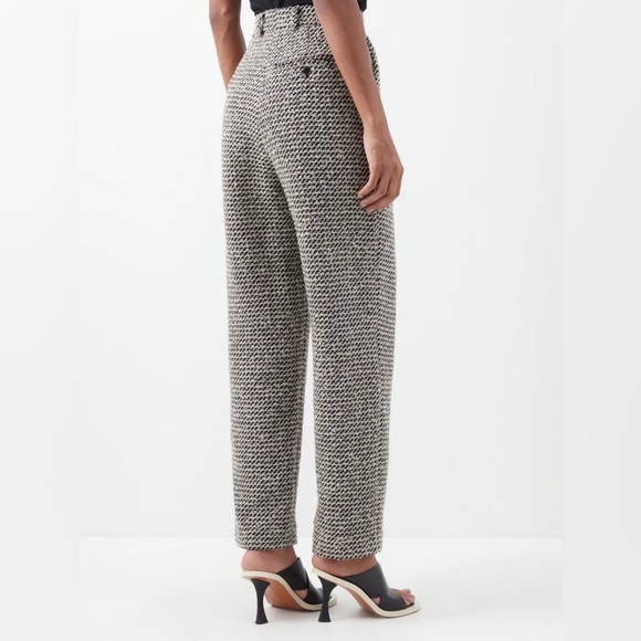 RAEY Wool-Blend Tweed Neutral Pleated Tapered Trousers Size 12 - Picture 10 of 10